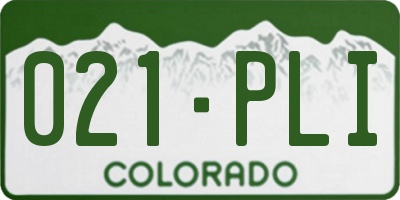 CO license plate 021PLI
