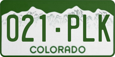 CO license plate 021PLK