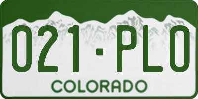 CO license plate 021PLO