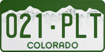 CO license plate 021PLT
