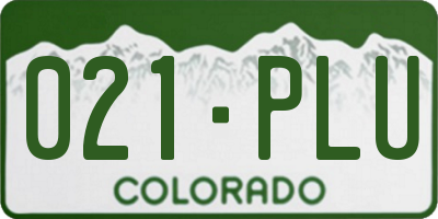 CO license plate 021PLU