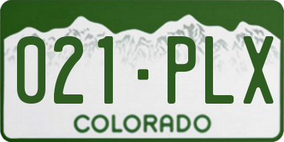 CO license plate 021PLX