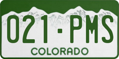 CO license plate 021PMS