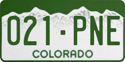 CO license plate 021PNE