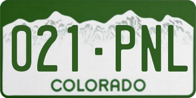 CO license plate 021PNL