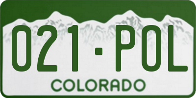 CO license plate 021POL