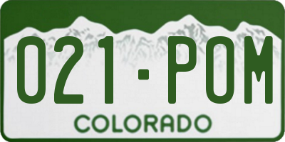 CO license plate 021POM