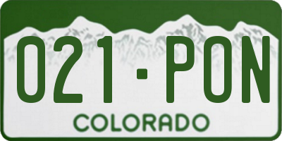 CO license plate 021PON