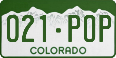 CO license plate 021POP