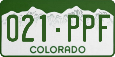 CO license plate 021PPF