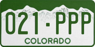 CO license plate 021PPP