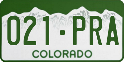 CO license plate 021PRA