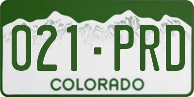 CO license plate 021PRD