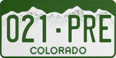 CO license plate 021PRE