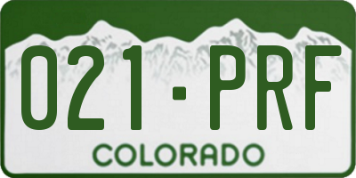 CO license plate 021PRF