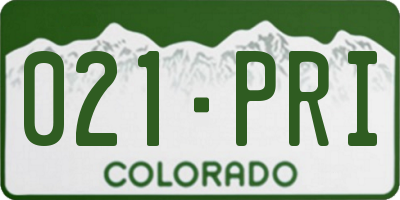 CO license plate 021PRI