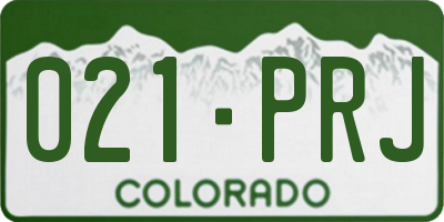 CO license plate 021PRJ