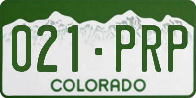 CO license plate 021PRP