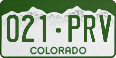 CO license plate 021PRV