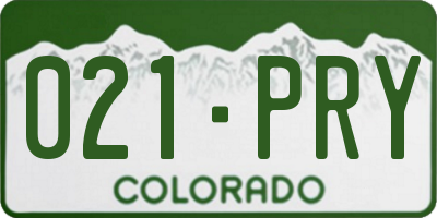 CO license plate 021PRY