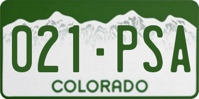 CO license plate 021PSA