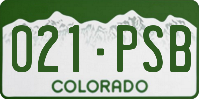 CO license plate 021PSB