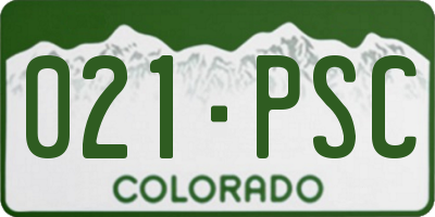 CO license plate 021PSC