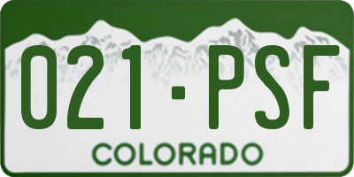 CO license plate 021PSF