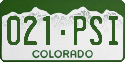 CO license plate 021PSI