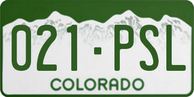 CO license plate 021PSL