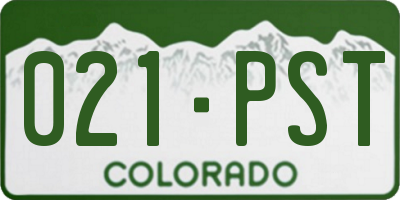 CO license plate 021PST
