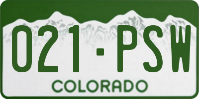 CO license plate 021PSW