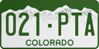 CO license plate 021PTA