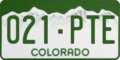 CO license plate 021PTE