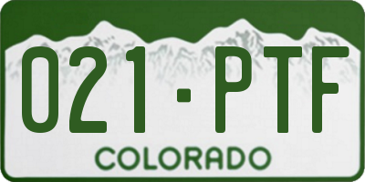CO license plate 021PTF