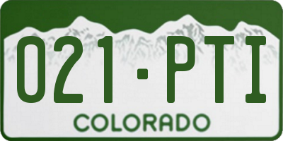 CO license plate 021PTI