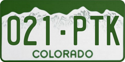 CO license plate 021PTK