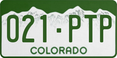 CO license plate 021PTP