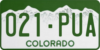 CO license plate 021PUA