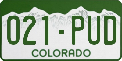 CO license plate 021PUD