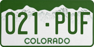CO license plate 021PUF