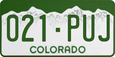 CO license plate 021PUJ