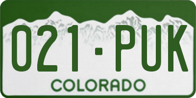 CO license plate 021PUK