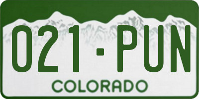 CO license plate 021PUN