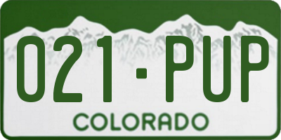 CO license plate 021PUP