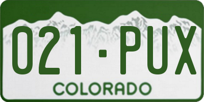 CO license plate 021PUX