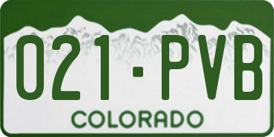 CO license plate 021PVB