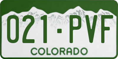 CO license plate 021PVF