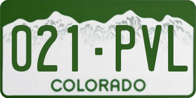 CO license plate 021PVL