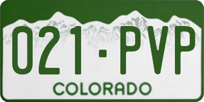 CO license plate 021PVP